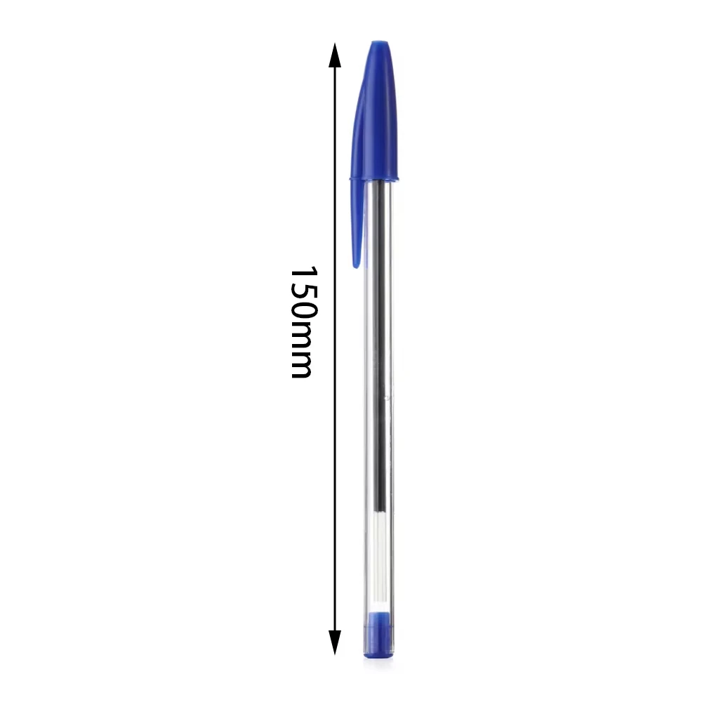 50Pcs 볼펜 1.0mm 블루 블랙 플라스틱 볼 포인트 펜 학생 선물 학교 사무 용품 오래 지속되는 부드러운 쓰기