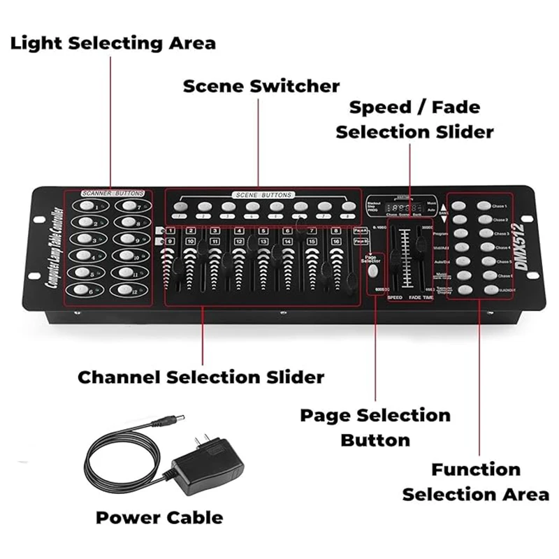 Yiflamefly AC 100-240V Black Grand Console DMX and MIDI Operator 192 Channel Light Controller for Live Concerts KTV DJs Clubs 2