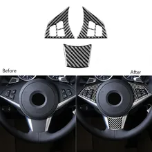 

3pcs Steering Wheel Cover Trim Carbon Fiber Steering Wheel Frame Sticker For BMW 6 Series E63 E64 2004-2010 Car Accessories