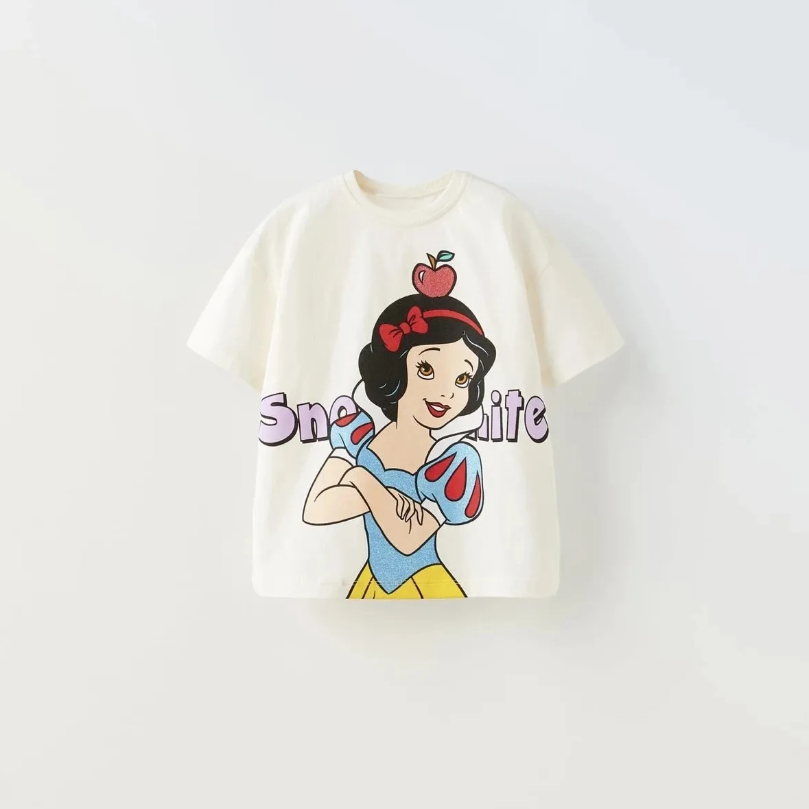Disney Princess Printed Cute Baby Girls T-shirt Summer Children Clothes Tops Short Sleeve Tees Cartoon Crewneck Kids T Shirts