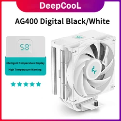 DeepCool AG400 Digital Black/White CPU Cooler 4 Heat Pipe 2100 RPM PWM CPU Air Cooler for  LGA1700/1200/1151/1150/1155 AM5/AM4