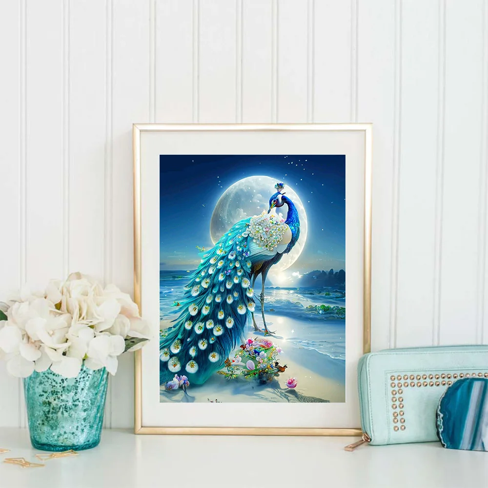 Huacan Full Square/Round Diamond Painting Embroidery Peacock Moon Home  Decor Mosaic Cross Stitch Animals Wall Sticker - AliExpress