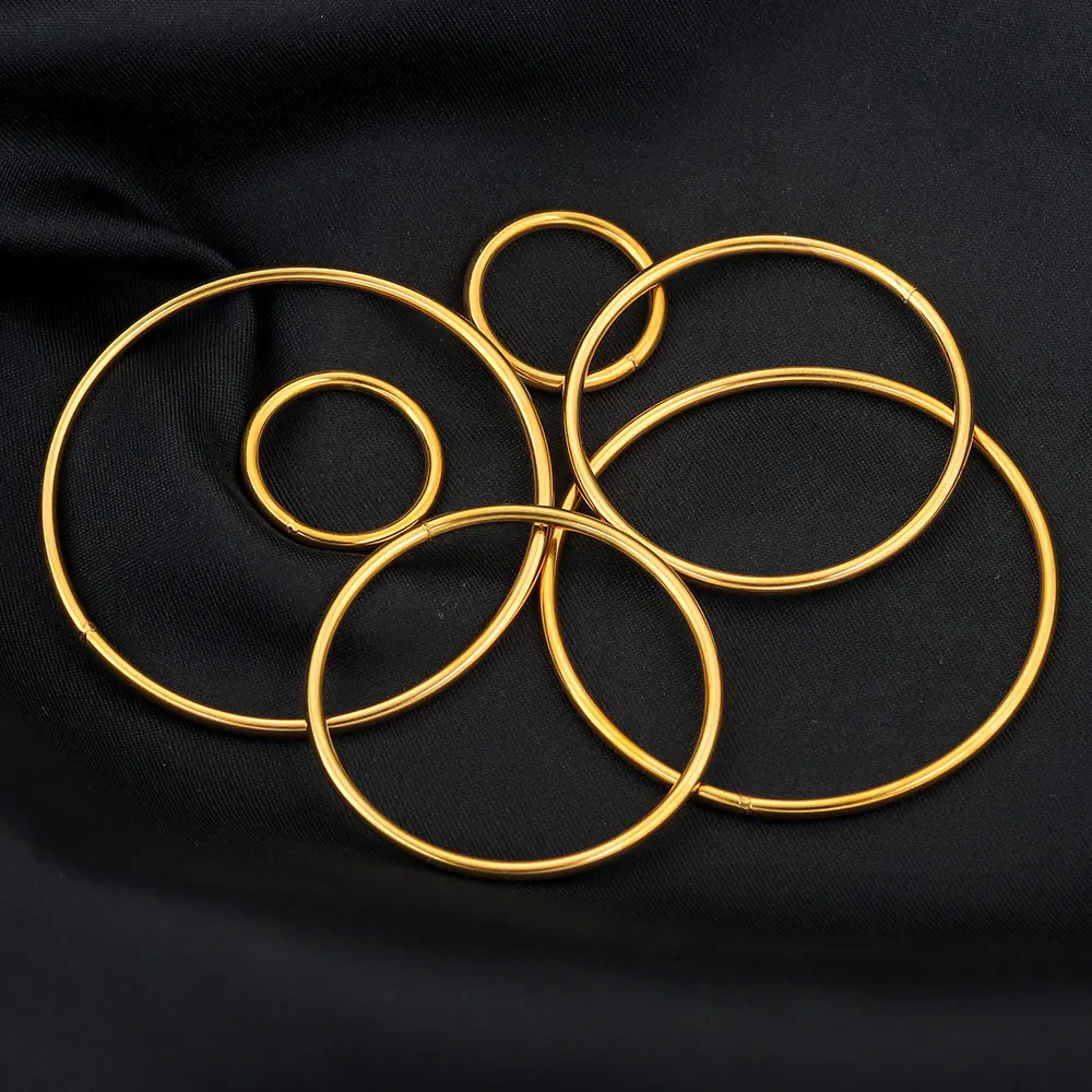Gold Plated Stainless Steel Large Circle Bezel Rings - DIY Earring Jewelry Supplies (10pcs)
