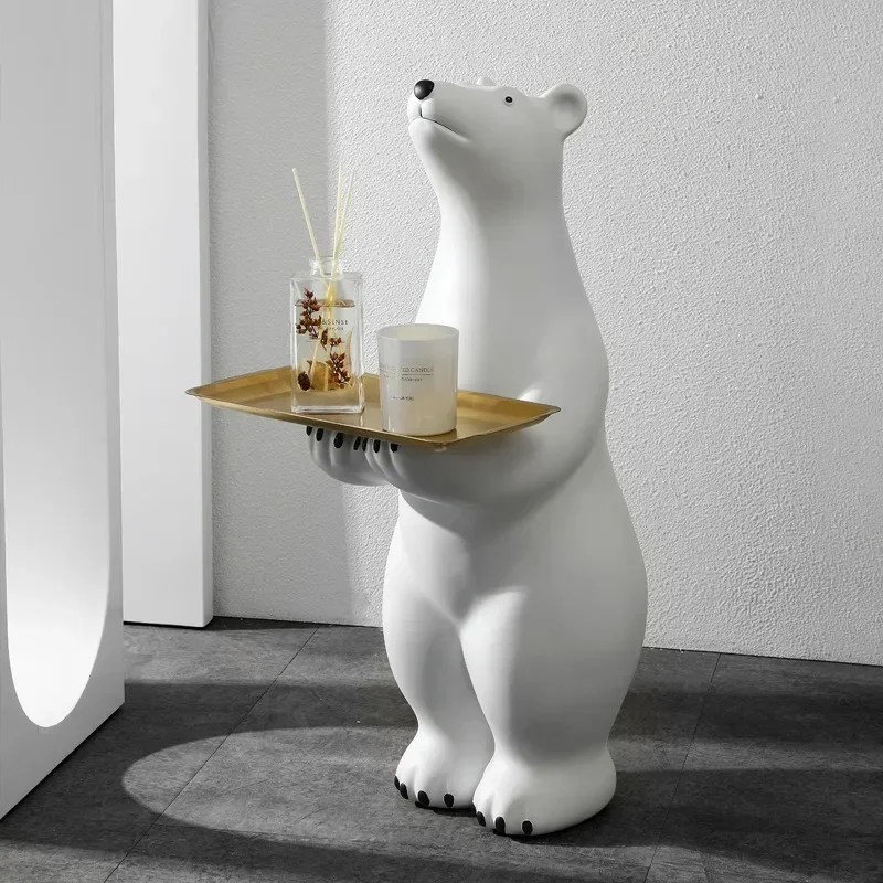 

Oversize Polar Bear Side Table Creative Large Polar Bear Tray Animal Statues Bearbrick Luxury Living Room Decor Decoration Table