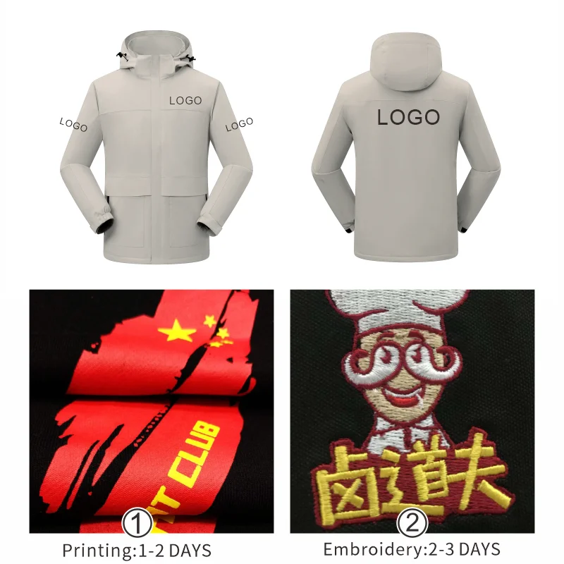 for thickened jacket Embroidered pattern on winter zipper jacket Personalized design Outdoor mountain climb