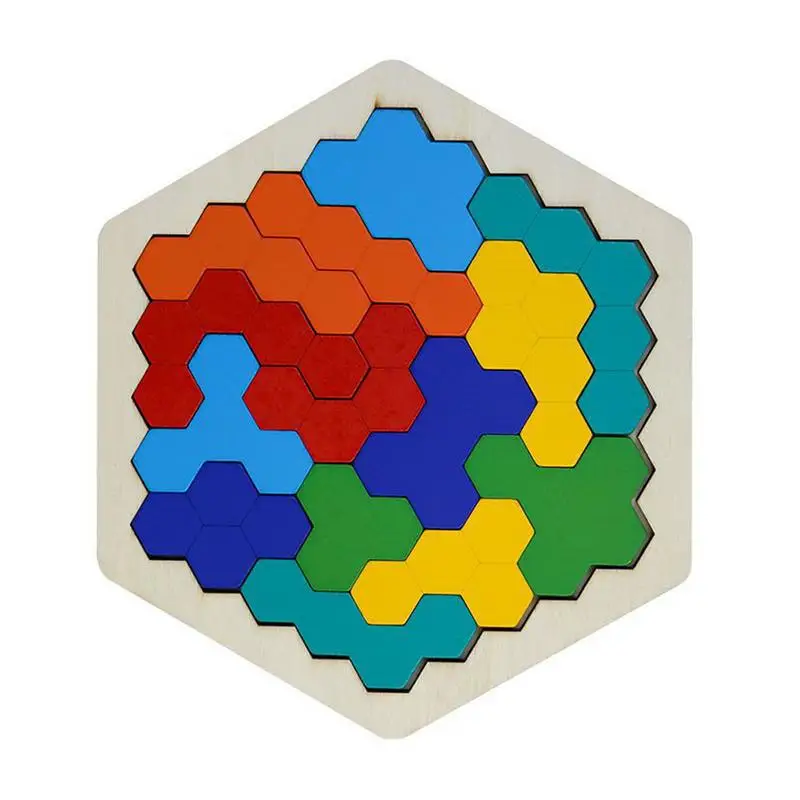 

Wooden Tangram Puzzle Wooden Brain Teaser Puzzles Classic Hexagon Tangrams Game Brain Teasers For Kids Logical Thinking Training