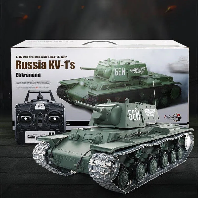 헨롱 3878-1 소련 KV-1 RC 중전차 RC 모델 1:16 사격 가능 합금 원격 제어 전동 군사 모형 적외선