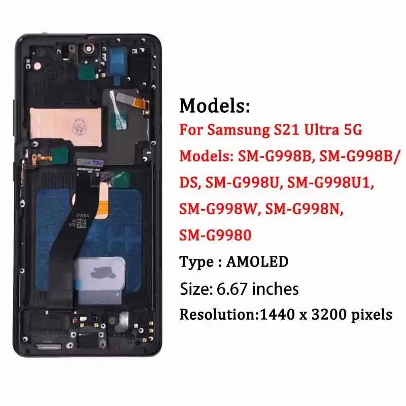 LCD Display Screen For Samsung S21 Ultra 5G G998 G998U G998B AMOLED Touch Screen Digitizer