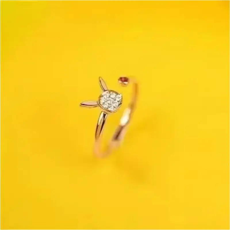 Pokemon Dratini Couple Ring S925 Silver Anime Peripheral Opening Adjustable  Cartoon Accessories Fashion Gift - Image 11