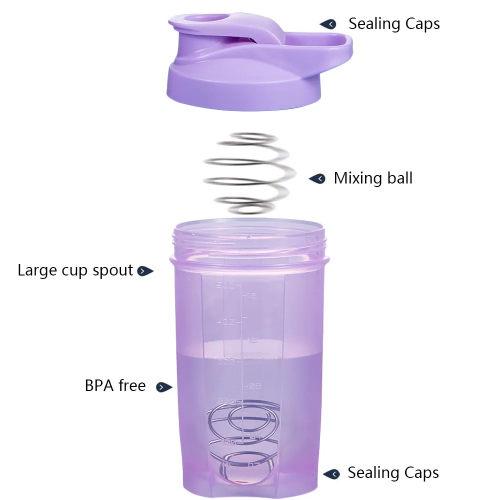 500ml/700ML Shaker Bottle with Wire Whisk Balls Coffee Milk Stirring Cups Protein Mixes Bottles