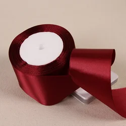 Elegant White Satin Ribbons for Wedding and Party Decor - 22 Meters/Roll (48 Wine Red)