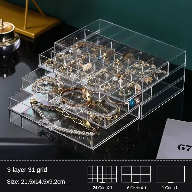 1pc 72/120 Grids Jewelry Organizer Acrylic Cosmetic Storage Box 3