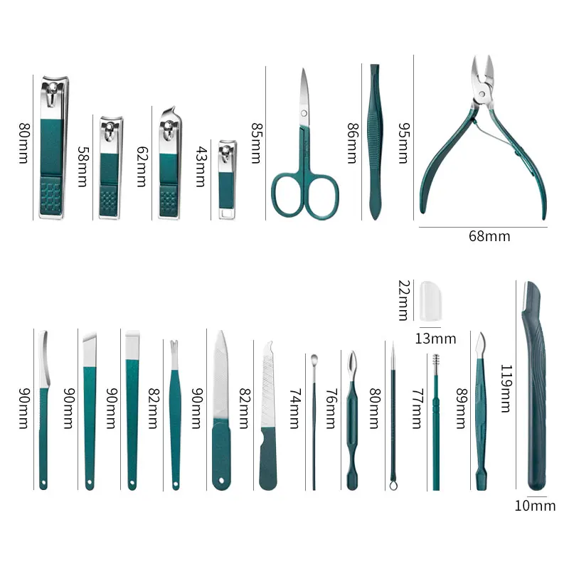 7/10/12/18Pcs Manicure Set Stainless Steel Nail Cutter Fingernail Clippers Trimmer Eyebrow Scissor Tweezers Ear Spoon Facial Car 4