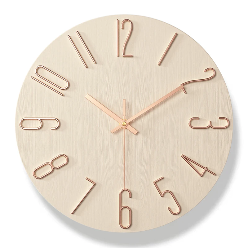 12Inch Frameless Golden Numerals Wall Clock Champagne Gold  