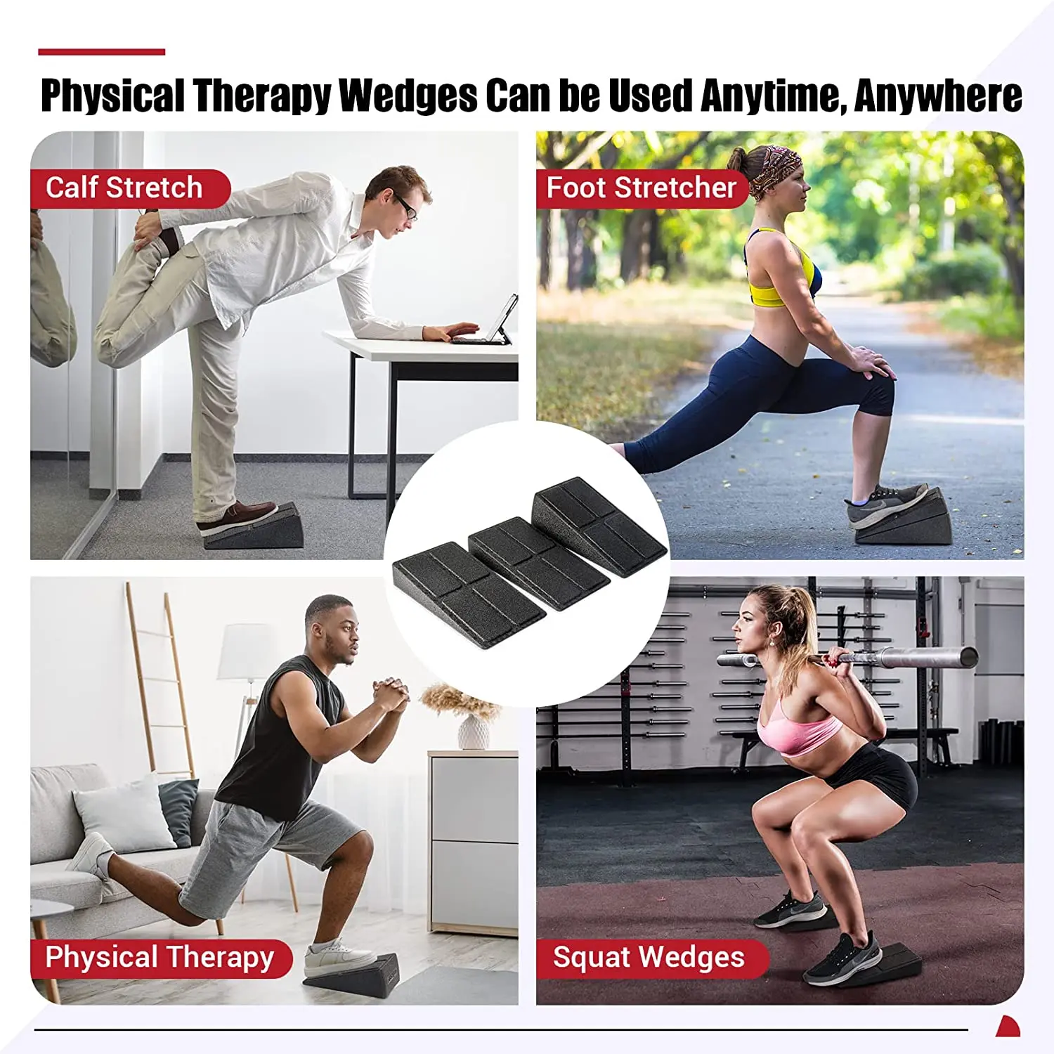 3pcs/Set Yoga Bricks Squat Wedge Blocks Slant Board Adjustable Non-Slip Foot Stretcher for Exercise Gym Fitness Yoga Accessories