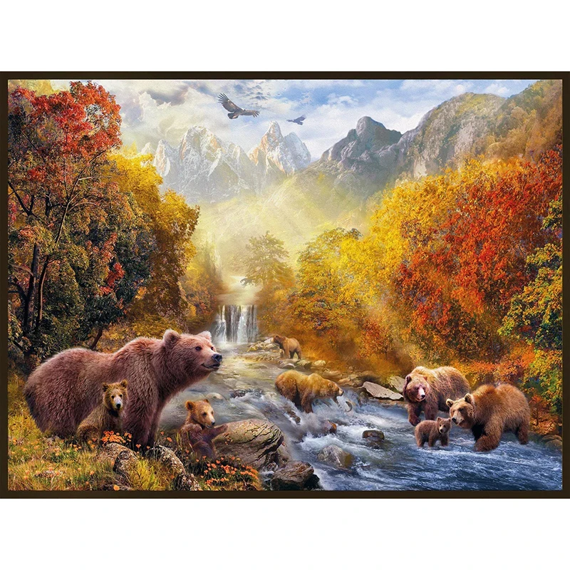 

Animal 5D Diamond Painting Bears By The Stream Full Drill Diamond Mosaic Handmade Painting Rhinestone Embroidery Home Decor Gift