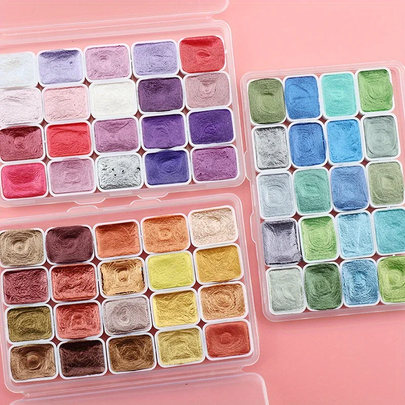 20 Colors Pearlescent Watercolor Set Metallic Watercolor Paint Set