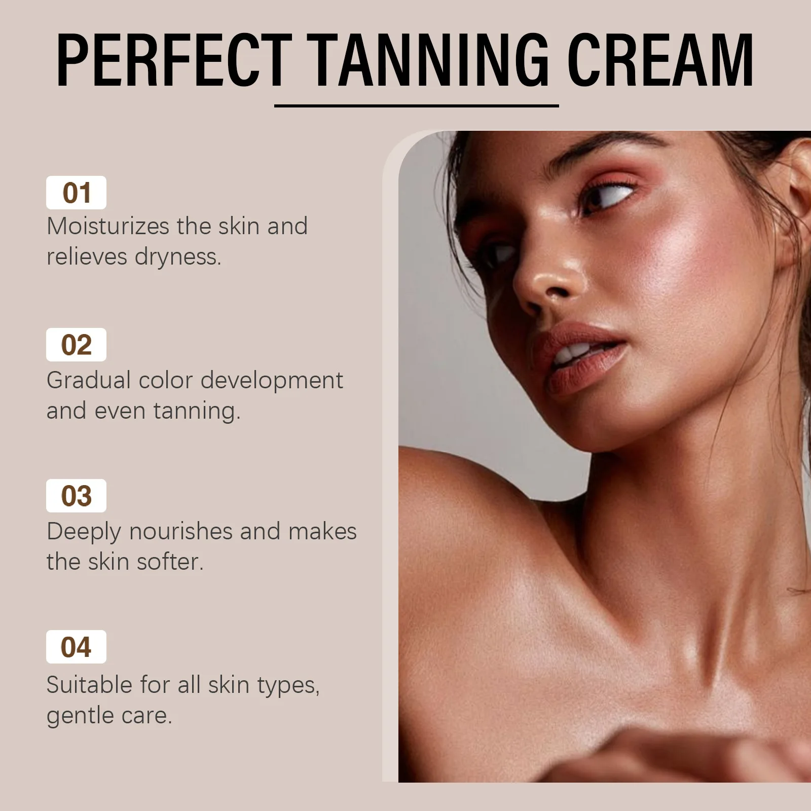 Self Tanning Cream Sunless Bronzing Deepen Darkening Sunkissed Golden Brown Summer Sexy Sunbeds Hydrating Enhancing Tanned Cream