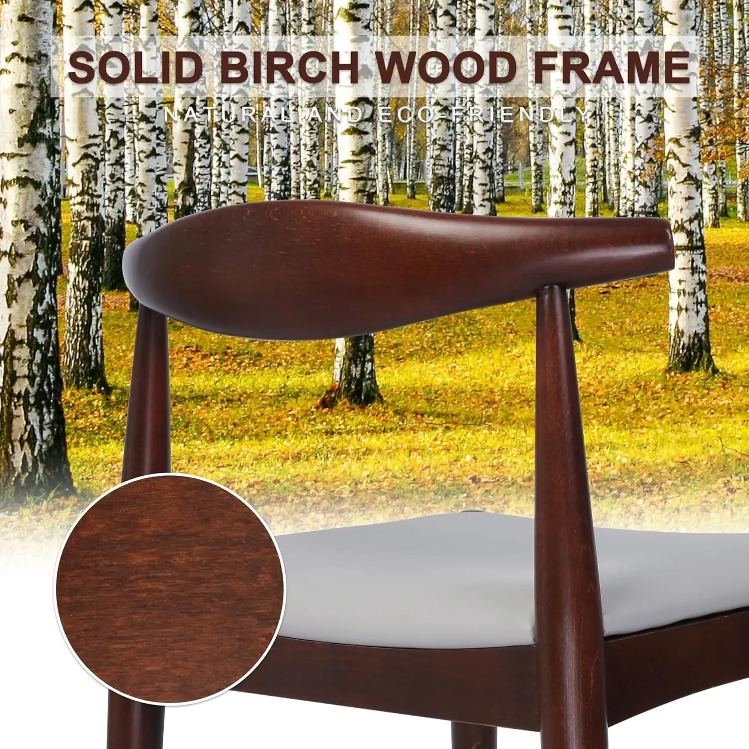 Mid Century Dining Room Chairs Set of 2, Modern Kitchen Chairs with Solid Wood Indoor Classic Wishbone with S
