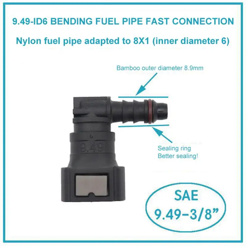 

Car Fuel Line Coupler Hose Quick Connect ID8 ID6 7.89 Rubber Nylon Oil Line Pipe Adapter Disconnect Release Hose Connector