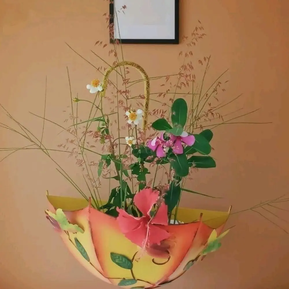 철제 우산 모양 화분 장 공간 절약형 걸이식 화분 벽걸이 다육 식물 걸이 농가풍