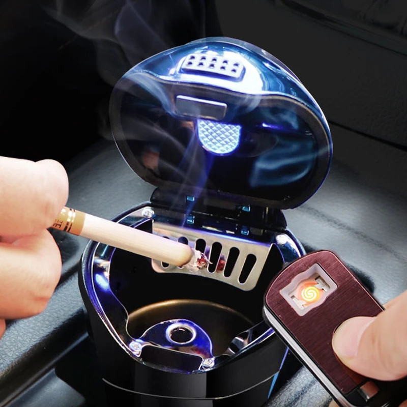 Usb Charging Car Ashtray With Cigarette Lighter Led Ash Tray Smokeless