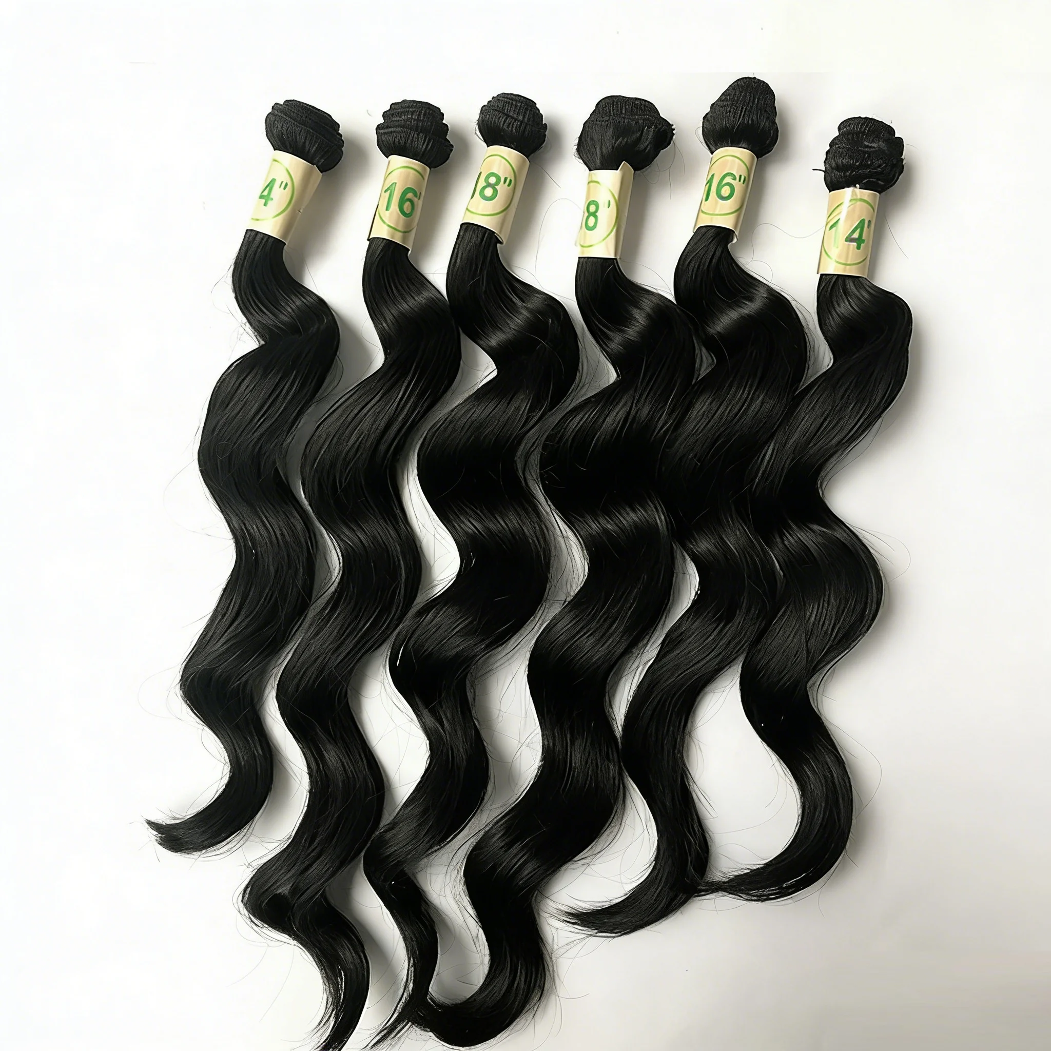 Adorable Synthetic Hair Weaves and Blends Remy Body Wave Wigs Bundles Weave Extensions 6pcs18'18'20'20” 22“22”Lace Closure - 6