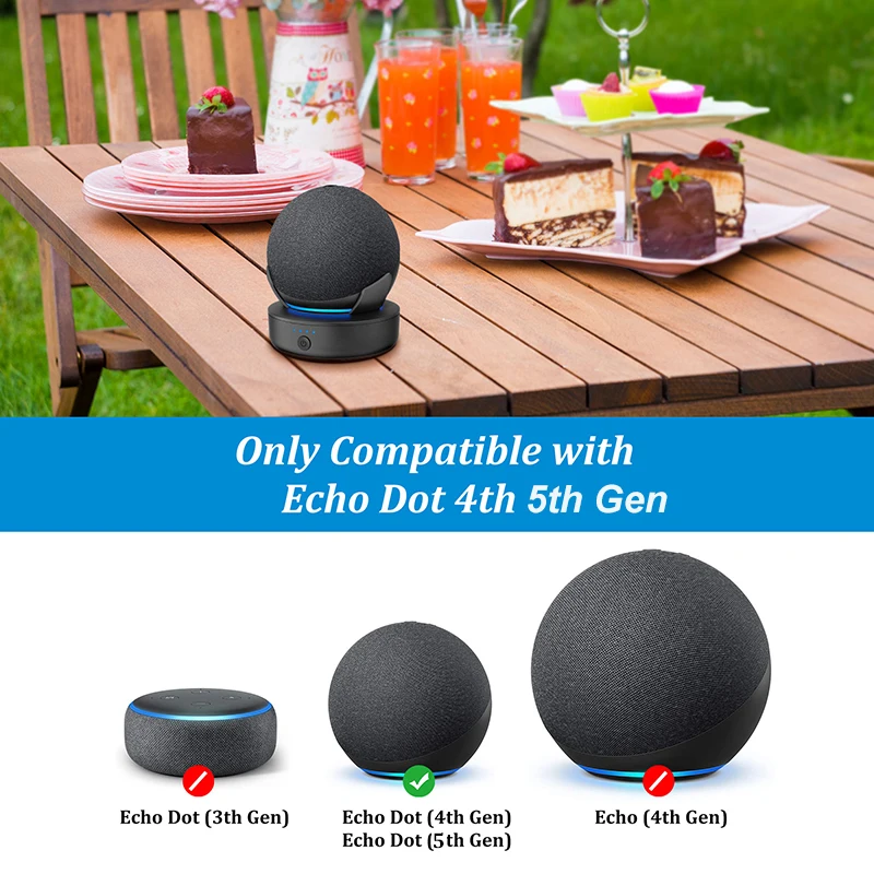 PlusAcc Rechargeable Battery Base for Echo Dot 5th 4th Gen - Main Image