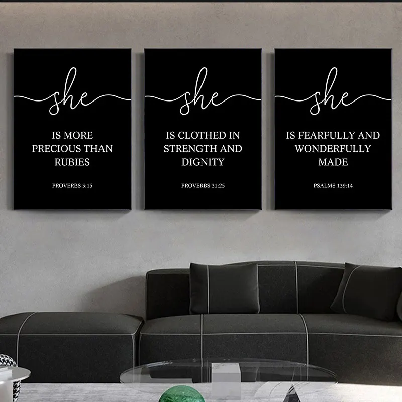 Black White Simple Bible Quotes Canvas Art Poster Prints Modern Wall ...