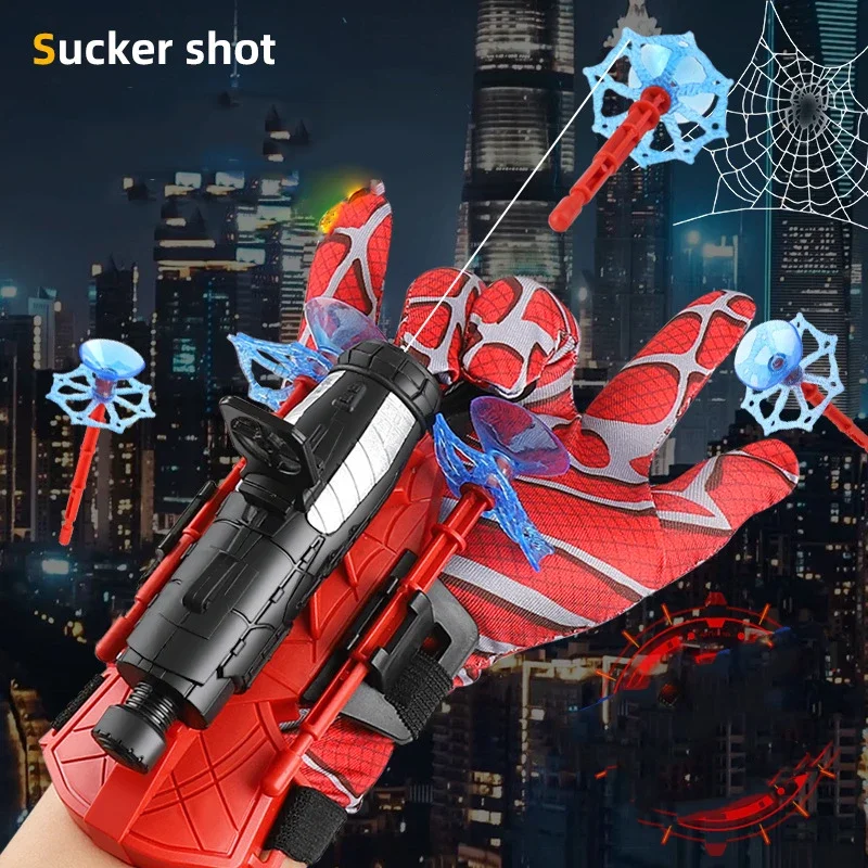 Children Spider Silk Gun Spring Toys for Boys Soft Bullet Launcher Hero Gloves Kids Halloween Gift Christmas 6 8 10 12 Years Old kids gun toys weapon rotating firing pistol foam soft bullet toy gun launcher children outdoor harmless shooting game sports