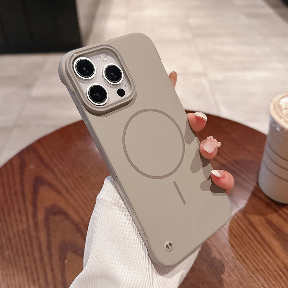 Frameless Matte Slim Phone Case with Magsafe Compatibility and Wireless Charging Support