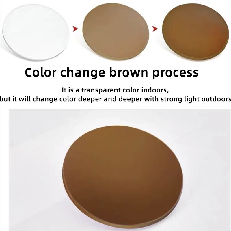 1.56 1.61 1.67 Photochromic Sun Glasses Optical Lenses Myopia Presbyopia Sunglasses Single Vision Lens Gray Brown Chameleon