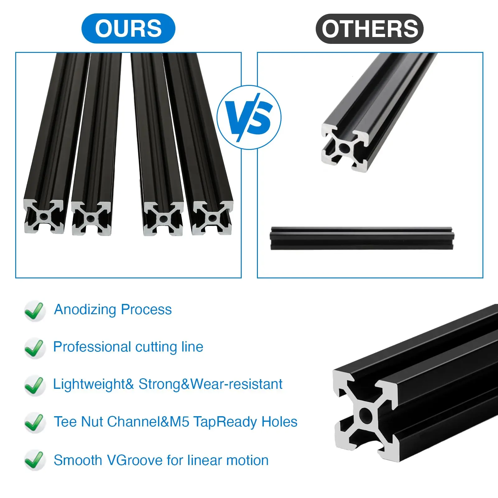 1PC Nero 2040 V-slot Standard Europeo Profilo In Alluminio Anodizzato Estrusione 100MM-800MM Lunghezza Guida Lineare Per Stampante 3D CNC - Foto 12