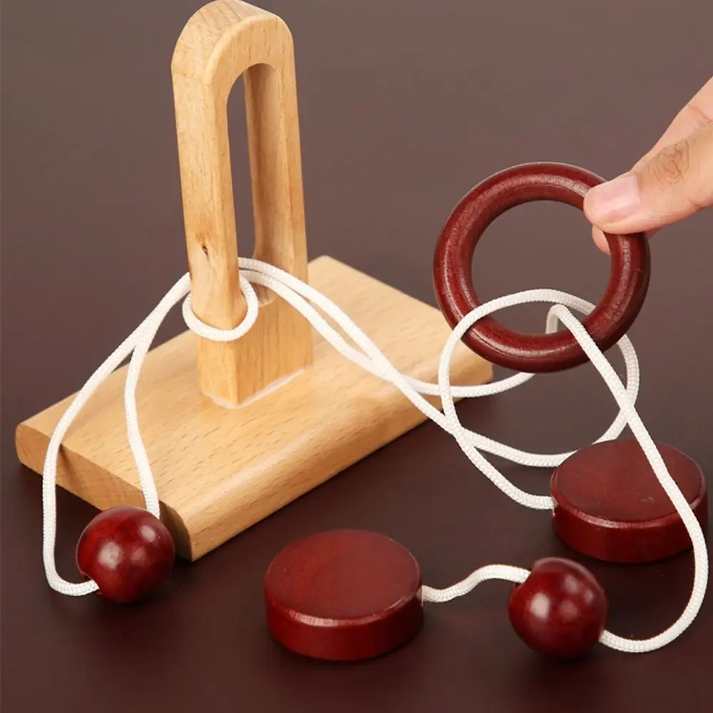 

Wooden Threading Rope Loop Puzzle Creative Rings Spatial Thinking Brain Teaser Kong Ming Lock Educational Toys