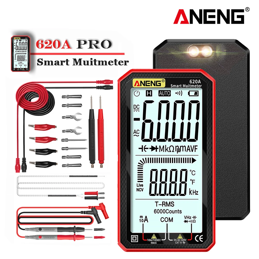 Digital Multimeter ANENG 620A 6000 Counts Smart Transistor Testers True RMS Auto Electrical Capacitance Meter Temp Resistance