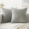 Throw Pillows Cover 18x18 Inch Grey Blue Corduroy Striped Square Pillow Case Western Modern Cushion Cover for Couch Sofa Bedroom 1