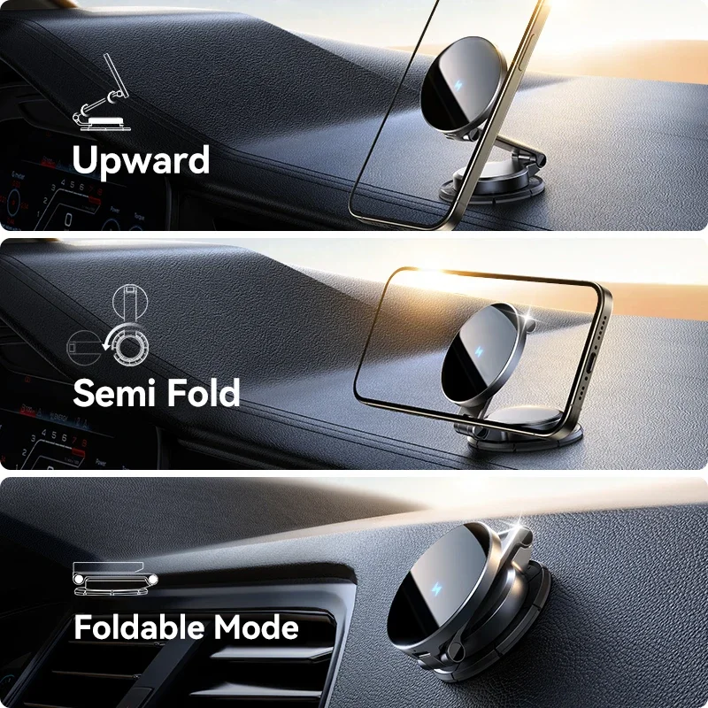 Phone Holder Joyroom 15W Wireless Charging Magnetic Car Phone Holder N55 Strong Magnet Phone Mount 360&deg;Rotation Foldable Holder 4.7-7&lsquo;&lsquo;