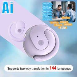 AI Translator Headphones with Real - Time Multi - Language Translation and Waterproof Bluetooth Connectivity (Ai - Purple)