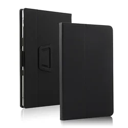 Premium PU Leather Stand Case for 12 Tablet - Magnetic Cover with Hand Strap (Black)