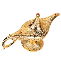 1x European Retro Aladdin Lamp Decor Metal Crafts Wishing light Aromatherapy Stove Tea Pot Ornaments Delicate Home Decoration - Image 2