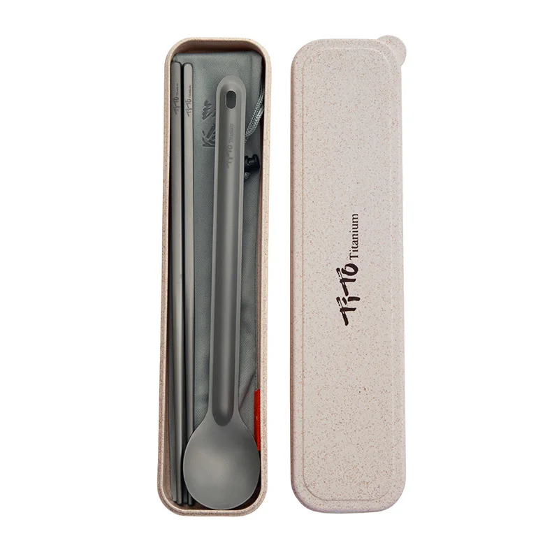 TiTo Pure Titanium Chopsticks Spoon Fork Cutlery Set Outdoor Portable Titanium Spork Children's Lunch Box Camping camping cutlery,portable tableware,portable cutlery,titanium tableware