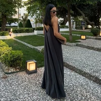 MUJER Black Slip Long Dresses for Women Red Draped Summer Dress Woman 2025 Sexy Backless Maxi Dress Women Summer Beach Dresses - Image 2
