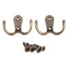 2 X Screw Hook Retro Metal Double Hook Metal Wall Mount Hanger Coat Antique Bronze For Hats-A97Q 1