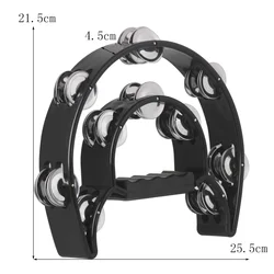 IRIN Double Cymbal Tambourine Party Percussion Instrument (Handbell black)