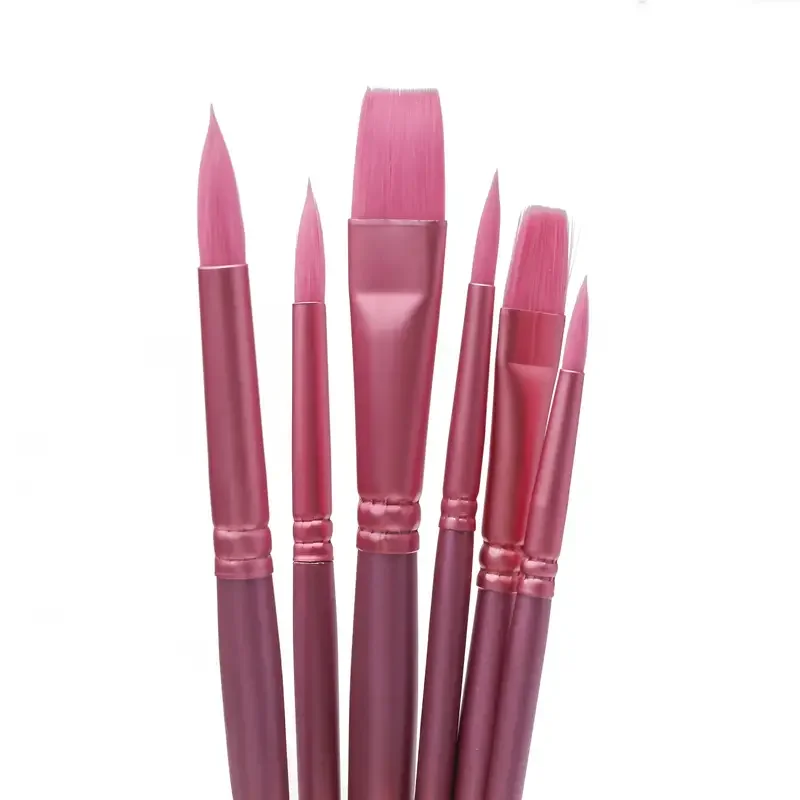 6/4 Brush Set, Sharp and Flat Watercolor Brushes, Nylon Hair Acrylic Brushes, Painting Supplies 5