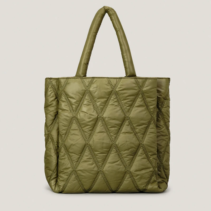 

Large Capacity Down Tote Bag New Shoulder Bag Fashion Women's Bag Simple Casual Pleated Handbag