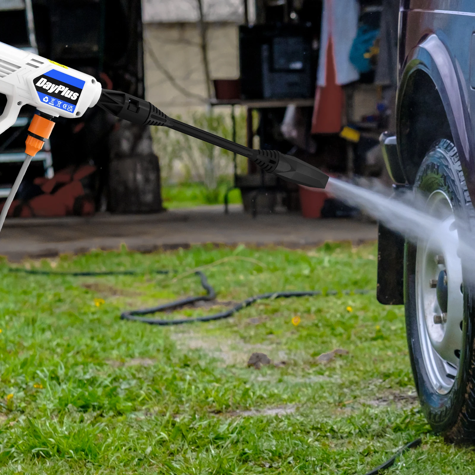 Tragbarer Hochdruckreiniger, wiederaufladbarer kabelloserCarWashJet-Sprühgerät mit 6-in-1-Düse, für Garten, Fenster, Motorräder, Terrassenreinigung – Detail 7