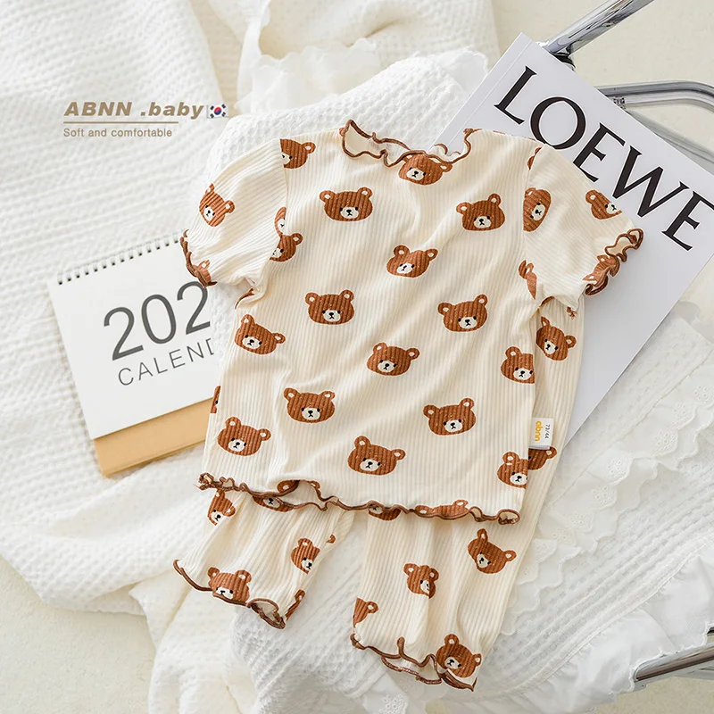MILANCEL Summer Baby Sleep Wear Cool Baby Boys Pajama Set Floral Sleeping Set Indoor Pyjama