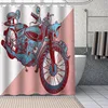 Motorcycle Custom Pattern Polyester Bath Curtain Waterproof Shower Curtains Geometric Bath Screen Printed Curtain For Bathroom 3