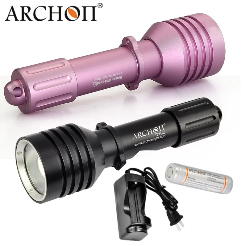 ARCHON D10U Zoom illumination diving light Underwater waterproof 60m dive torch CREE LED chip diving flashlight 18650 battery underwater dock lights